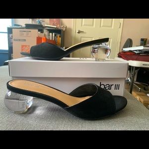 Low heel with clear ball heel.